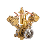 MechPuConToy Engine Model Kit That Works, RW-V2 Mini V-Shape Double Cylinder Reciprocating Steam Engine Model for 70-130cm Steamships (Boiler Not Included)