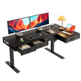 OffiGo 55 Inch L Shaped Standing Desk with 4 Wooden Drawers, Black