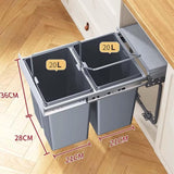 Double Pull-Out Under-Cabinet Trash Can with Lid, Sliding Kitchen Recycling Bin, Soft-Close Waste Container for Garbage Classification (40L Total Capacity)