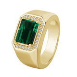 Oseew Created Emerald Ring for Men Square Emerald Gemstone Engagement Ring Promise Ring for Him Men’s Fine for Him Husband Anniversary