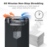 Bonsaii Paper Shredder, 18-Sheet 60-Minutes Shredder for Office Heavy Duty Cross-Cut Shredder with 6 Gallon Pullout Basket 4