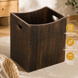 Vrisa Wood Trash Can 5.3 Gallon Office Wastebasket Farmhouse Rectangular Garbage Can with Built-in Handles Small Trash Can for Bedroom Office Kitchen Bathroom Under Desk Large Storage