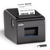 vretti Thermal Receipt Printer, 3'1/8 80mm Direct Thermal Printer with USB Serial LAN Port - Kitchen POS Printer