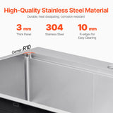 VEVOR Drop In Kitchen Sink 33 Inch Kitchen Sink Workstation, 304 Stainless Steel Top Mount Sinks, Drop-In Single Bowl with Ledge & Multiple Accessories Sink for RV, Prep Kitchen, Bar 33 x 22 x 9inch