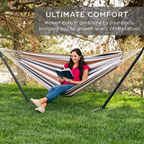 Best Choice Products Double Hammock with Steel Stand, Indoor Outdoor Brazilian-Style Cotton Bed w/Carrying Bag, 2-Person Capacity - Desert Stripes