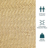 Sunnydaze Soft-Spun Polyester Rope Double Hammock for Outside - 600-Pound Weight Capacity Extra Large Hammock - Tan