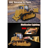 FANXMF RC Skid Steer Loader Construction Truck 1/14 Remote Control Bulldozer Crawler with Lights 9 Channel RC Front Loader 360° Rotation 2.4G Full Function Engineering Vehicle Excavator Toys