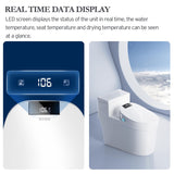 XCQQ Electric Bidet Toilet Seat with Remote, Heated Toilet Seat, Instant Warm Water, Warm Air Dryer, Rear & Feminine with Oscillating Cleansing, Night Light, Slow Close Lid, LED Display - Round