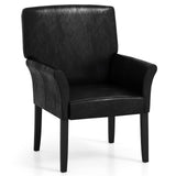 GIANTEX Office Guest Chair, Upholstered Faux Leather Chair with Arms & Rubber Wood Legs, Comfy Reception Chair, Executive Accent Armchair, Side Chair for Waiting Room, Meeting Room, Living Room