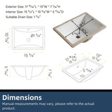 18W" x 13D" Undermount Bathroom Sink, Los Flexi Compact Rectangular 18 Inch Ceramic Undermount Lavatory Sinks for Small Bathrooms, White Undercounter Vanity Sinks with Overflow