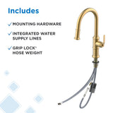 Gerber Kinzie Single Handle Gold Kitchen Faucet with Pull-Down Sprayer - Industrial Farmhouse Design, High Arc, Easy 1-Hole Installation in Brushed Bronze, D454437BB