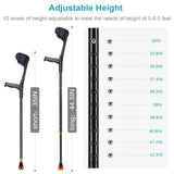 Antdvao Forearm Crutches Pair, Folding Forearm Crutches Adults Lightweight Adjustable, with Rubber Handles, Comfortable Grip and Wear-Resistant
