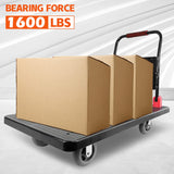 Foldable Push Cart Dolly w/Five 360 Swivel 6'' Wheels, 1600LBS Capacity Heavy Duty Moving Platform Trucks Hand Cart