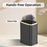 Swing-Top Rectangular Waste Bin, Stainless Steel Garbage Can for Home, Office, Toilet, Bedroom
