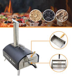 Stainless steel outdoor pizza oven, portable folding camping charcoal barbecue oven, pizza oven 14-inch ceramic oven