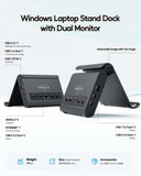 Laptop Docking Station Dual Monitor 4K@60Hz, 6*USB-C/A, PD3.0, Windows Only