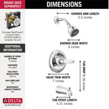 Delta Faucet Foundations Chrome Shower Faucet Set with 2-Spray Chrome Shower Head, Tub and Shower Trim Kit, Shower Faucet Sets Complete, Chrome BT1341 (Valve Not Included)