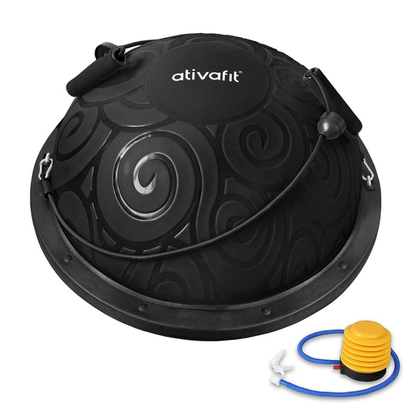 Ativafit Balance Ball Half Exercise Ball Balance Trainer Inflatable Yoga Ball for Home Gym Workouts Core Strength Fitness Half Ball with Resistance Bands, Pump, Support to 660 lbs ATIVAFIT