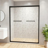 Modern Black Framed Shower Door, 60x72 Inch Dual Panel Tempered Glass Door with Anti-Slip Handle, Reinforced Safety Explosion-Proof Glass for Stand Up Shower Enclosure, Bathroom Shower Screen Door