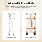 universal trotter Vintage PU Leather Luggage Set, Retro Trunk Suitcase with Wide Aluminum Frame, TSA Key Locks and Smooth 360° Spinner Wheels (Natural Tan Trim,20"+12")