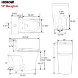 HOROW T0338WB10 One Piece Toilet with ADA Chair Height 17.3", Dual Flush