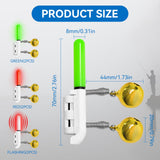 DunkTeam 6PCS Night Fish Strike Alert Glow Stick Alert, Fishing Bite Alarm, LED Fishing Alarm with Bell, Fishing Glow Sticks with 8PCS CR425 Battery