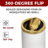 LEASYLIFE 9L/2.3GALModern White Trash Can with Flip Lid,Fancy Gold Waste Paper Baskets for Bathrooms,Gold Trash Can for Bathroom,Bedroom, Powder Room,Office,Laundry Room (9L-White)