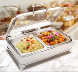 XAWSOP Electric Buffet Server Food Warmers for Parties Buffets Electric,Stainless Steel Buffet Server and Warming Tray,9L,Chafing Dish Buffet Set-Adjustable Temperature +,Gn 1/1