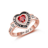 Oseew 2027 Women High School College Graduation Class Ring (Rose Gold)