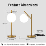 IPEDWO Mid Century Gold Table Lamp,Modern Globe Bedside Desk Lamps