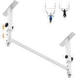 HWOOUSA 48" Ceiling Mount Pull Up Bar, Heavy Duty Multi-Grip Rafter Chin Up Bar for Garage/Basement/Backyard Ceiling Beam, Adjustable Height&Supports to 650 Lbs (White)