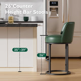 Ollega 26" Green Counter Height Bar Stools Set of 6, Anti-Pinch Swivel