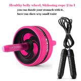 BiJun Ab Roller Wheel for Abs Workout - Complete Home Gym Set with AB Wheel Roller, Knee Mat, and Jump Rope (Pink) BiJun
