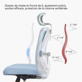 SIHOO M18 Ergonomic Office Chair, Computer Desk Chair with Adjustable Headrest and Lumbar Support, High Back Executive Swivel Chair for Home Office (Light Blue)