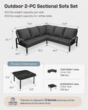 YURDAFY L-Shaped Outdoor Sectional Sofa Set with Coffee Table, Aluminum Patio Furniture Set with Thick Cushions, Modern Outdoor Conversation Set for Backyard, Deck, Porch & Balcony, Gray