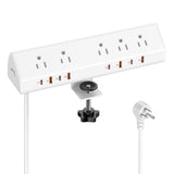 VILONG Desk Clamp Power Strip USB C 65W,Edge Mount Outlet,6FT,White
