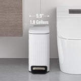 Slim Bathroom Trash Can with Lid Soft Close, Stainless Steel Garbage Can Step Trash Bin with Removable Inner Bucket for Bedroom