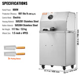 Sugar Cane Juicer Machine, 800W Electric 3 Rollers 304 Stainless Steel Rollers 660lb/h Output Sugar Cane Juicer Press with Acrylic Transparent Door for Commercial Use VBENLEM