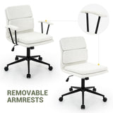 422 Modern Linen Office Chair with Removable Padded Armrests, Premium Double Cushion