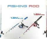 Fishing Rod and Reel Combos Collapsible Fishing Rod Kit,2PCS Telescopic Fishing Pole Kit,1.3M&1.6M Fishing Rods+2PCS Spinning Reels+Lures Hooks+Fishing Bag,Fishing Kit for Kids Family Hikary