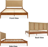 Bme Selina King Bedframe with Headboard, US Patent, Acacia Wood, Caramel