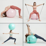 NEUMEE Yoga Ball Chair with 65cm Exercise Ball & 2 Resistance Bands, Stability Base for Home Office, Yoga, Pilates & Fitness, Balance Ball for Posture, Core Strength & Low Impact Workouts (Teal)