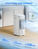 3-IN-1, Portable Air Conditioners, Evaporative Air Cooler w/ 4 Ice Packs, 3L Water Tank for Cooing, 7H Timer for Auto-Off, Swamp Coolers with 70° Oscillation, Cream