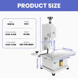 YOEXTO Electric Meat Bone Saw 1000W, Adjustable Slice Thickness, Frozen Meat Cutting Machine, Stainless Steel Table Bone Cutting Machine, Used for Home Market Factory Cutting of Ribs and Pig Trotters