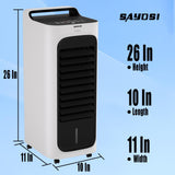 SAYDSI Electric 2-in-1 Cooling Tower Fan & Heater Combo used in Summer and Winter for Bedroom Home Office Large Room with Ice Packs,Water Tank,Timer(White)