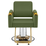 BarberPub Luxurious Salon Chair, Height Adjustable Gold&Green Salon Beauty Spa Styling Equipment, 440lbs Hydraulic Pump for Hair Stylist, Barber Shops&Beauty Salons 8633 (Green)