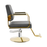 dunghLin 360° Rotatable Salon Chair, Barber Chair with Hydraulic Height Adjustable, 440lbs Multi-Function Hair Chair with Footrest & PU Cushion for Hair Salons, Barber Shops & Home (Grey + Gold)