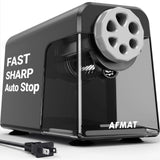 AFMAT PSX1 Electric Pencil Sharpener Heavy Duty, 6 Holes, Auto Stop Pencil Sharpener, Classroom Electric Sharpener for 6-11mm Colored Pencils, 7000 Sharpenings, Fast Sharpen, Do not Eat up Pencils