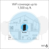 NETGEAR WiFi 6 Router 4-Stream (R6700AX) – Router Only, AX1800 Wireless Speed (Up to 1.8 Gbps), Covers up to 1,500 sq. ft., 20 Devices – Free Expert Help, Dual-Band