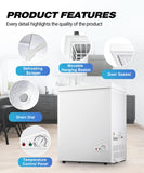 rosmena Chest Freezer, Deep Freezer 5 Cubic Feet with Removable Baskets & 6 Adjustable Temperature & Top Open Door